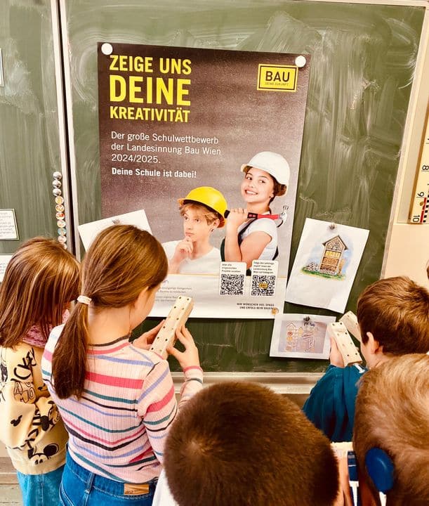 Plakat Bau deine Zukunft mit Kindern davor